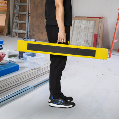 2-Piece Sawhorse Folding Workbench Trestle Stand Non-Slip Steel Yellow Black 100 x 49 x 62-90 cm Load Capacity 100 kg