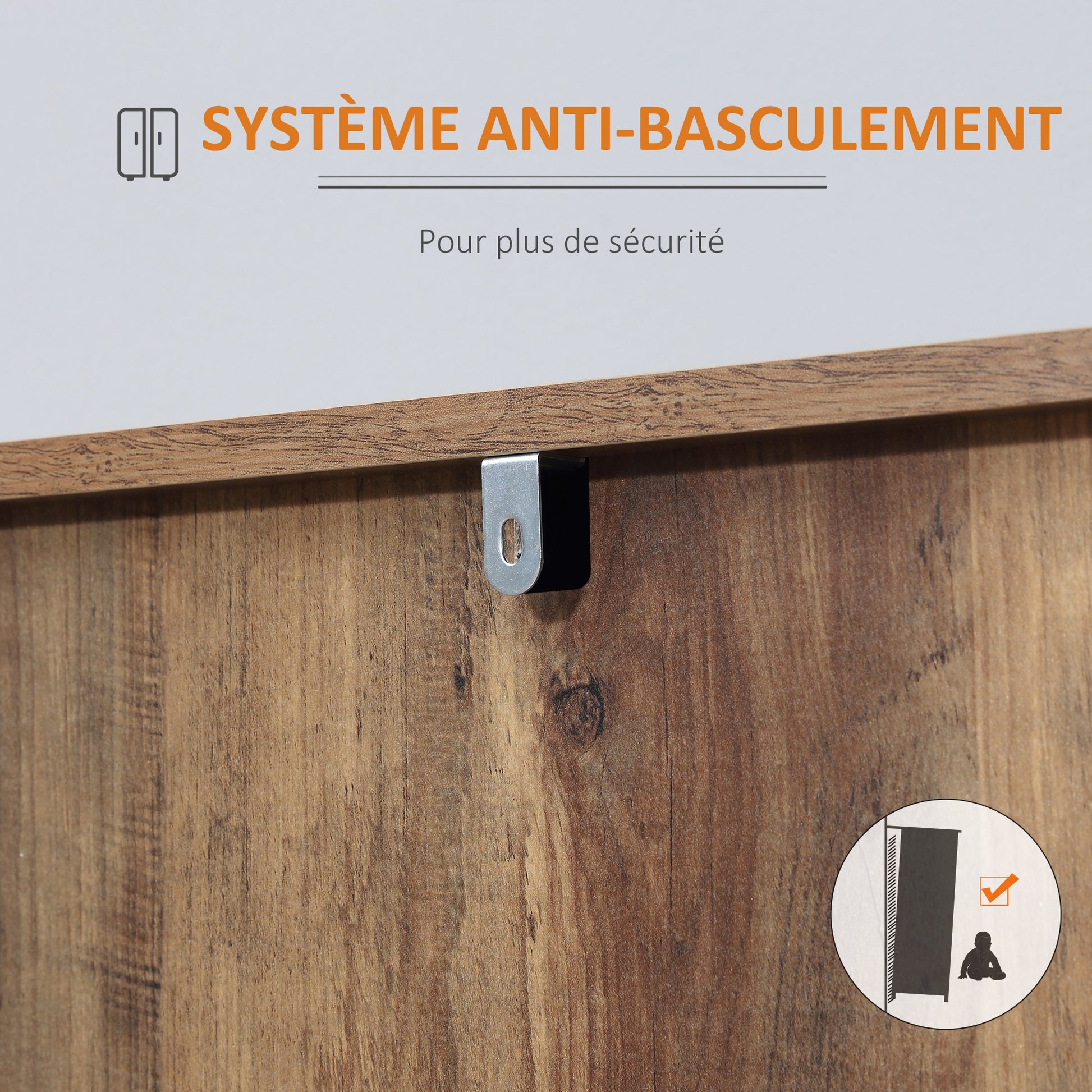 Kitchen Buffet Storage Cabinet 2 Cupboards Adjustable Shelf 3 Drawers Contemporary Style - 120 x 39.5 x 77 cm Brown
