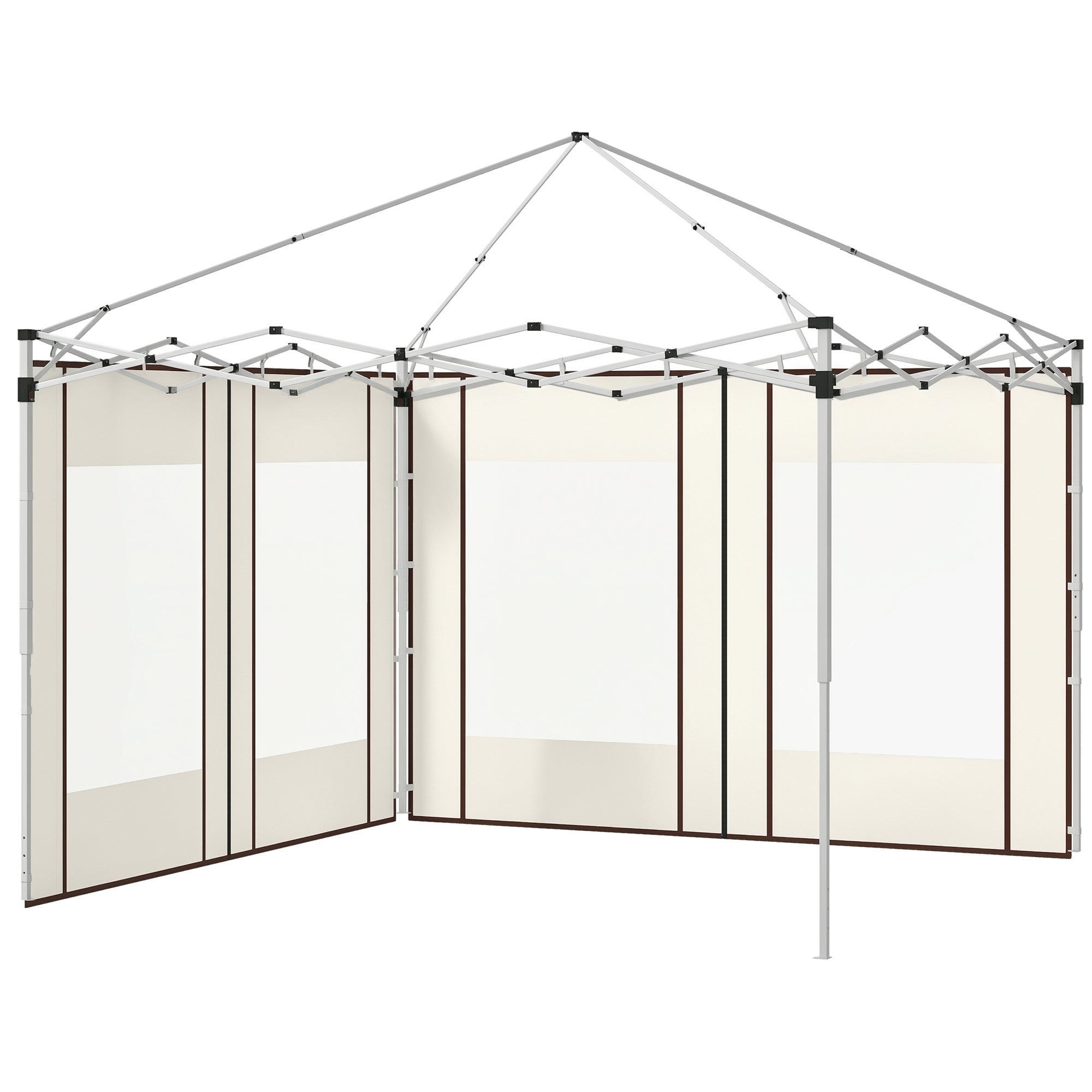 Gazebo Side Panels with Zippered Doors and Windows, for 3x3m or 3x6m Pop-up Gazebo, 2 Sets of Replacement Side Panels, White
