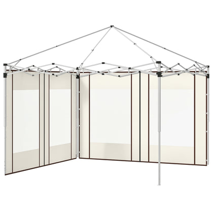 Gazebo Side Panels with Zippered Doors and Windows, for 3x3m or 3x6m Pop-up Gazebo, 2 Sets of Replacement Side Panels, White