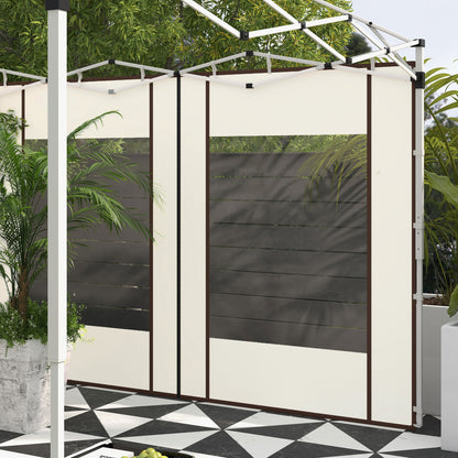 Gazebo Side Panels with Zippered Doors and Windows, for 3x3m or 3x6m Pop-up Gazebo, 2 Sets of Replacement Side Panels, White