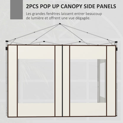 Gazebo Side Panels with Zippered Doors and Windows, for 3x3m or 3x6m Pop-up Gazebo, 2 Sets of Replacement Side Panels, White
