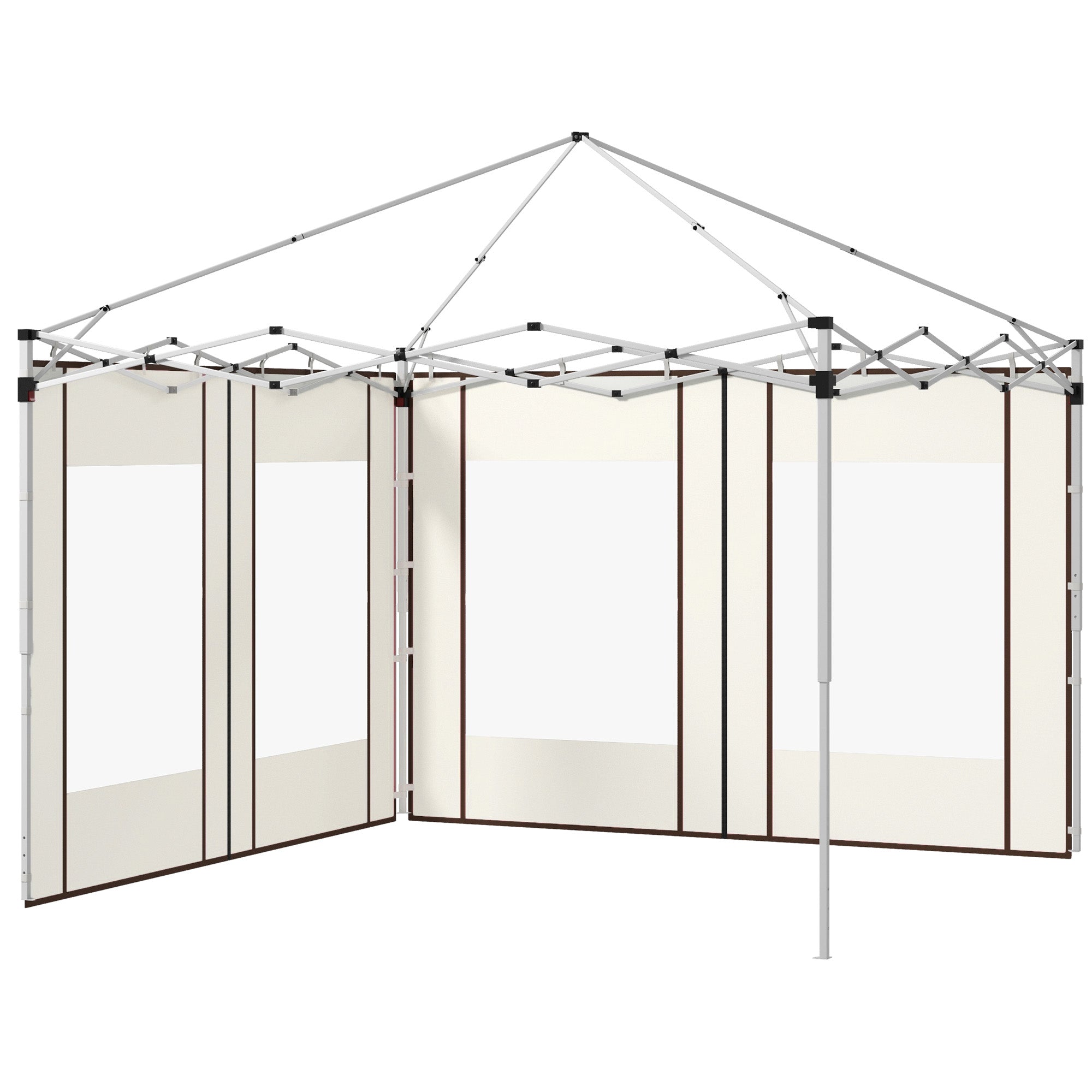 Gazebo Side Panels with Zippered Doors and Windows, for 3x3m or 3x6m Pop-up Gazebo, 2 Sets of Replacement Side Panels, White