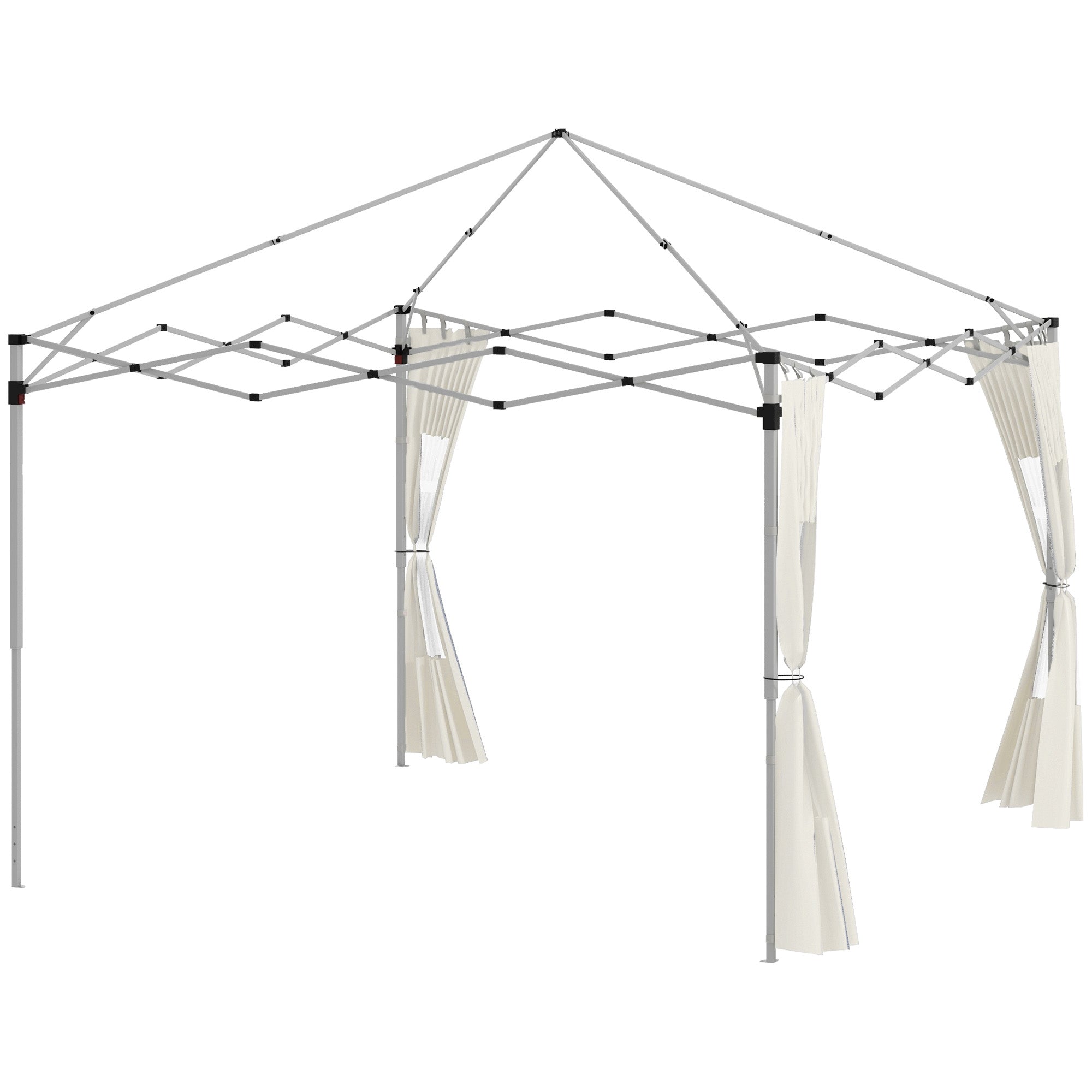 Gazebo Side Panels with Zippered Doors and Windows, for 3x3m or 3x6m Pop-up Gazebo, 2 Sets of Replacement Side Panels, White