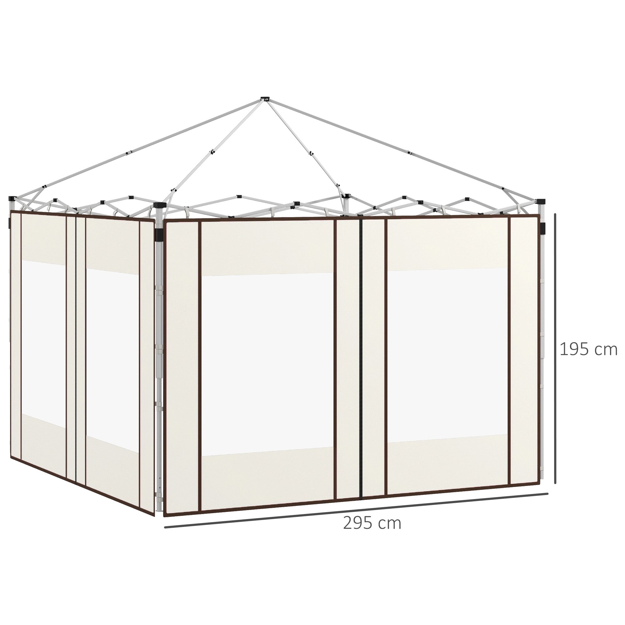 Gazebo Side Panels with Zippered Doors and Windows, for 3x3m or 3x6m Pop-up Gazebo, 2 Sets of Replacement Side Panels, White