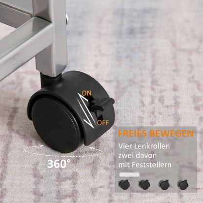 Kitchen Cart Rolling Cart with 4 Levels Kitchen Shelf with Metal Baskets, All-Purpose Cart on Wheels, Storage Cart for Kitchen Bathroom Office Living Room Silver