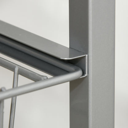 Kitchen Cart Rolling Cart with 4 Levels Kitchen Shelf with Metal Baskets, All-Purpose Cart on Wheels, Storage Cart for Kitchen Bathroom Office Living Room Silver