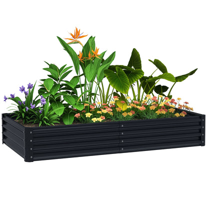 Galvanized Steel Raised Planter Urban Garden for Growing Plants Flowers Grass Large Rectangular Outdoor Planter with Open Bottom 180x90x30 cm Dark Gray