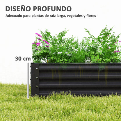 Galvanized Steel Raised Planter Urban Garden for Growing Plants Flowers Grass Large Rectangular Outdoor Planter with Open Bottom 180x90x30 cm Dark Gray