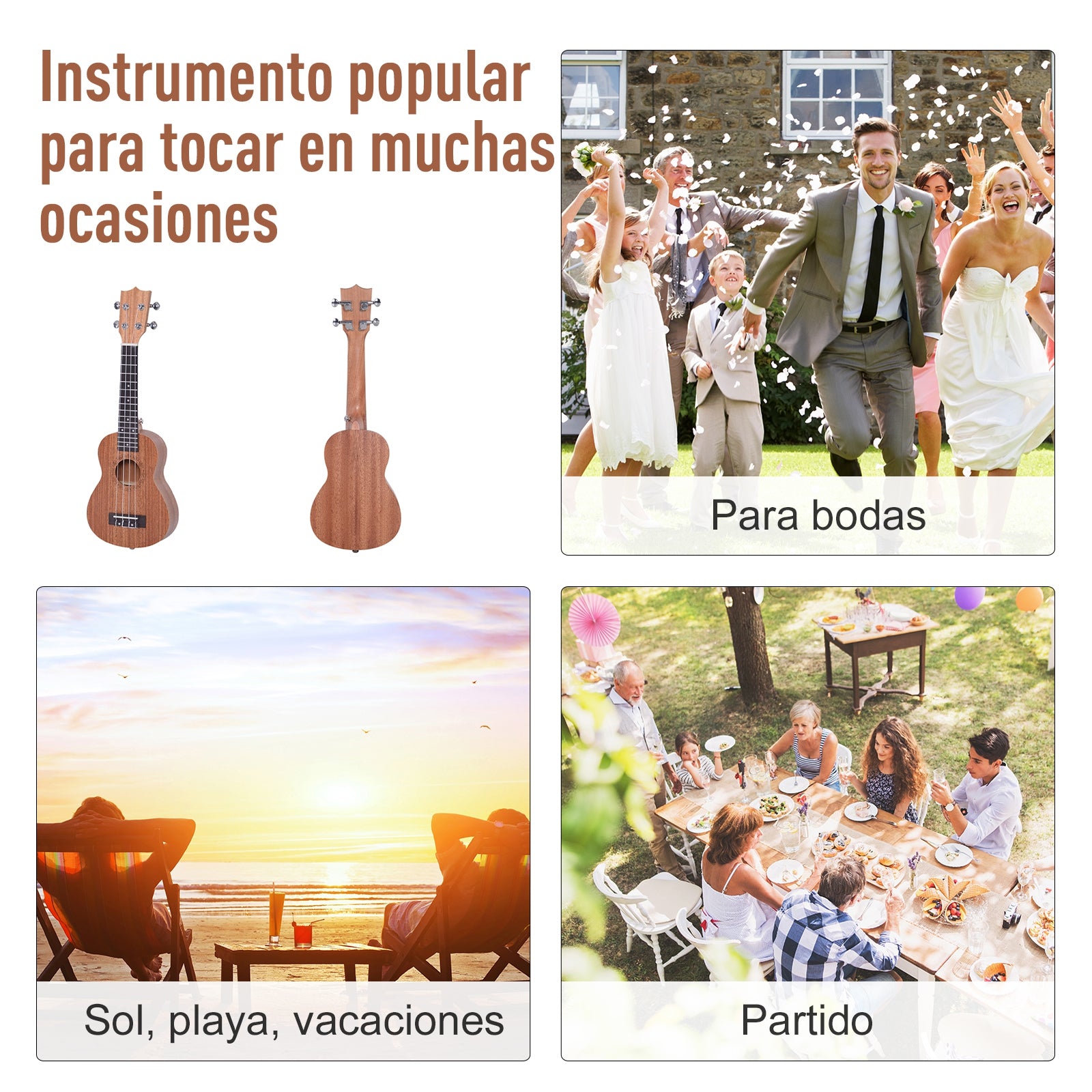 21-Inch Soprano Ukulele for Beginners Hawaiian Concert Ukulele Aquila Nylon Strings Wood Material 53x17.5x6.2 cm