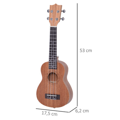 21-Inch Soprano Ukulele for Beginners Hawaiian Concert Ukulele Aquila Nylon Strings Wood Material 53x17.5x6.2 cm