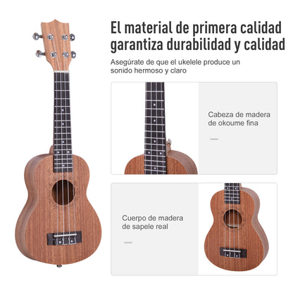 21-Inch Soprano Ukulele for Beginners Hawaiian Concert Ukulele Aquila Nylon Strings Wood Material 53x17.5x6.2 cm
