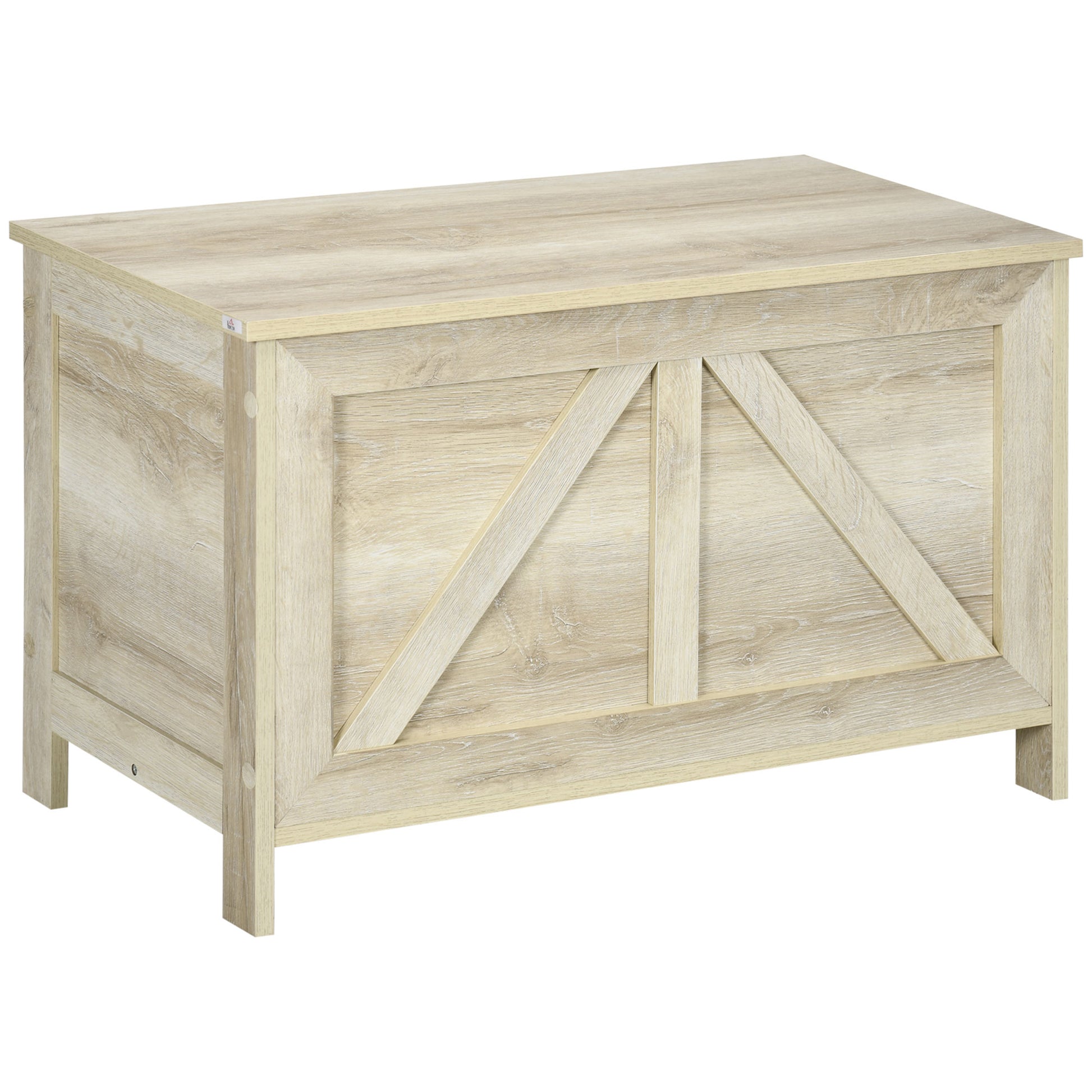 Storage Chest - lift-up lid with 100° safety hinge, wooden toy box for hallway, bedroom, living room - 76L x 39W x 48H cm natural wood
