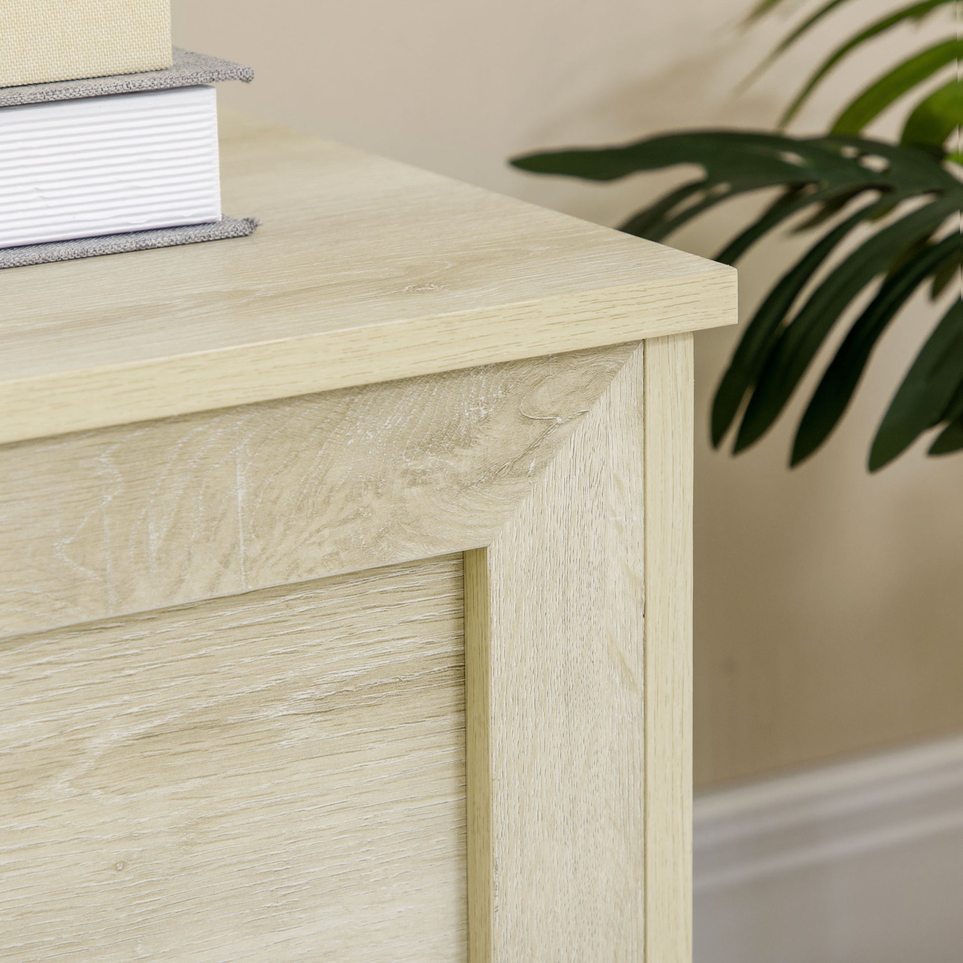 Storage Chest - lift-up lid with 100° safety hinge, wooden toy box for hallway, bedroom, living room - 76L x 39W x 48H cm natural wood