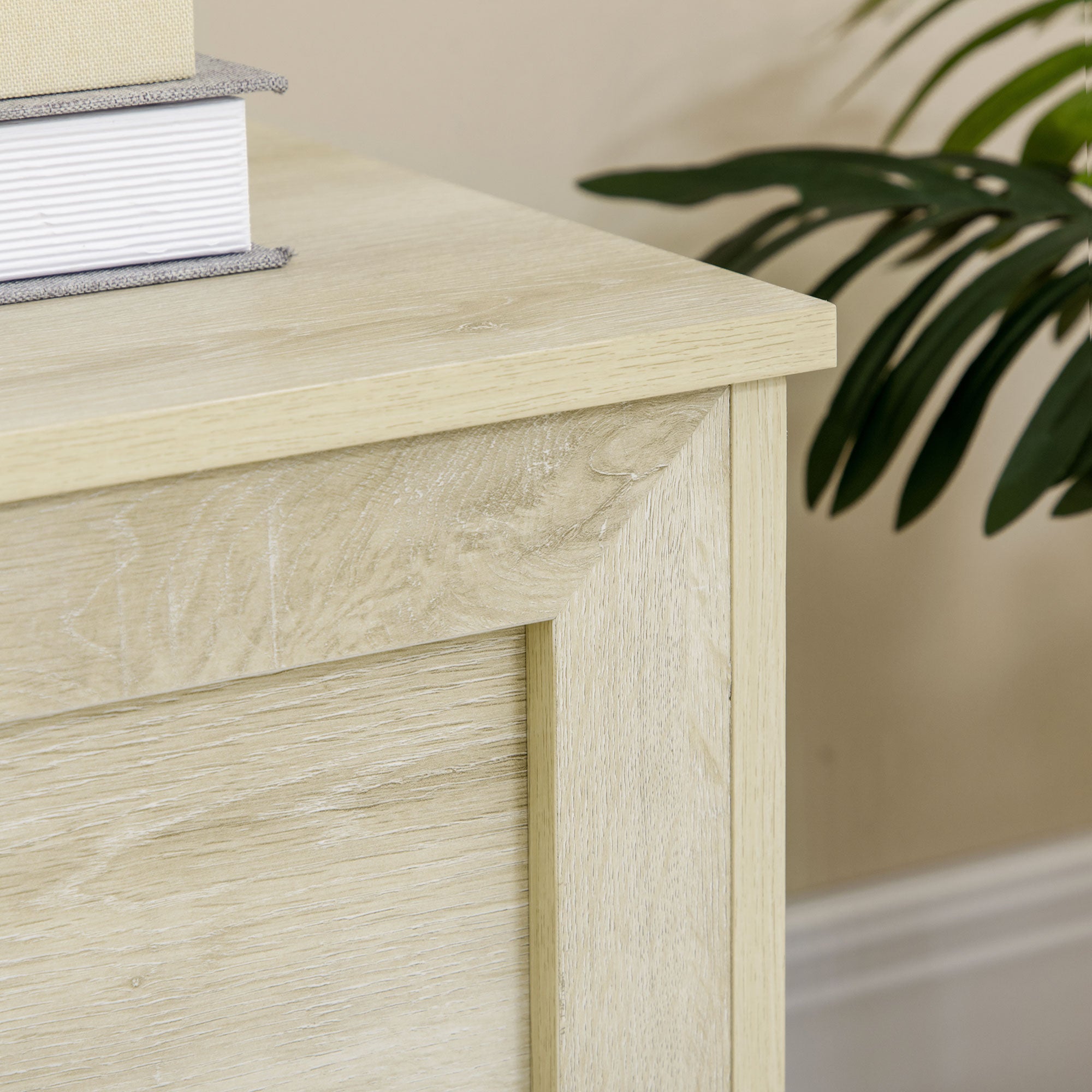 Storage Chest - lift-up lid with 100° safety hinge, wooden toy box for hallway, bedroom, living room - 76L x 39W x 48H cm natural wood
