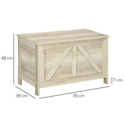 Storage Chest - lift-up lid with 100° safety hinge, wooden toy box for hallway, bedroom, living room - 76L x 39W x 48H cm natural wood