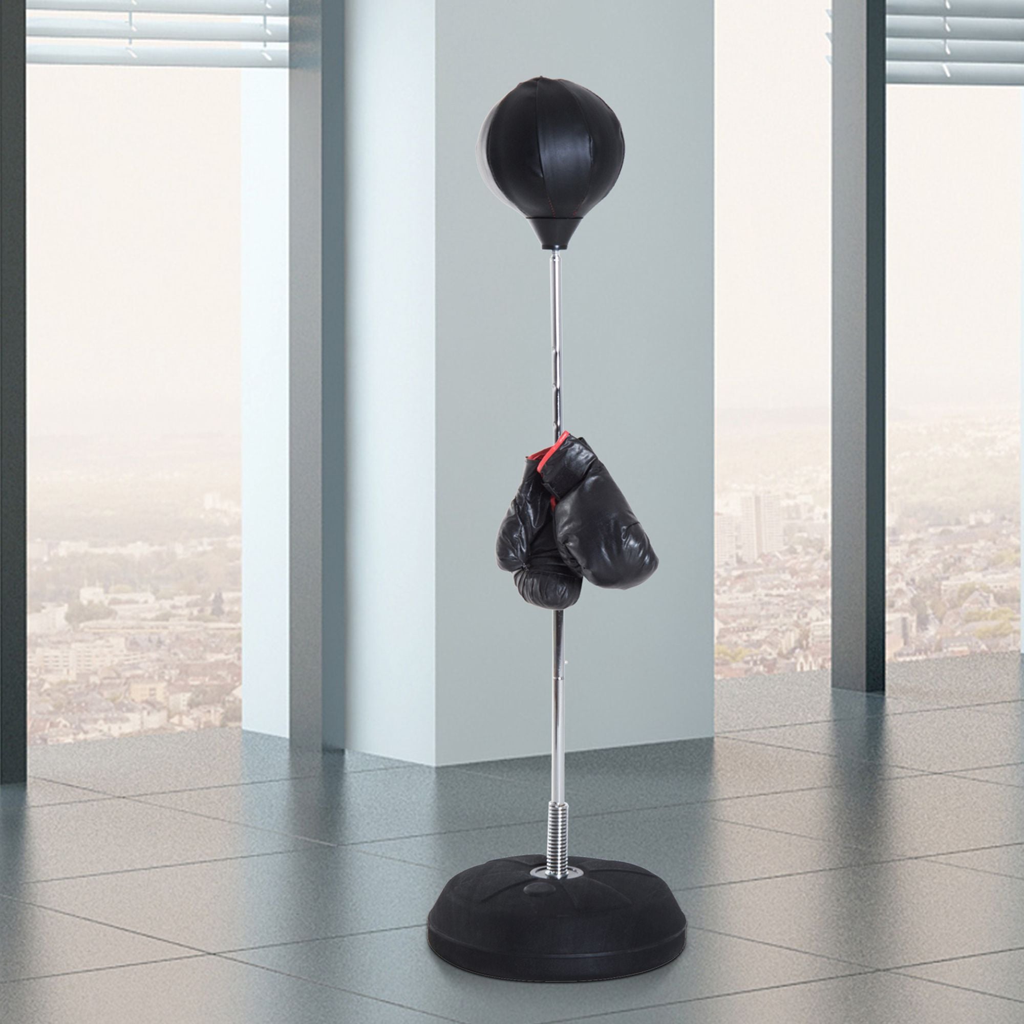 Punching Ball Set 126-144cm Height Adjustable Boxing Stand with Stand Base Boxing Pear Gloves Pump Freestanding Punching Bag Speedball Boxing Training Stand for Adults Teens