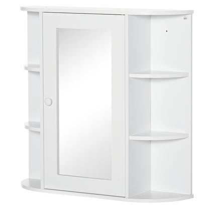 Bathroom Mirror Cabinet, Bathroom Cabinet with Mirror Door, Wall Cabinet with Open Shelves, White, 66 x 17 x 63 cm