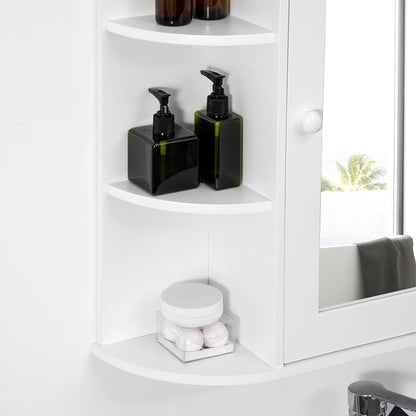 Bathroom Mirror Cabinet, Bathroom Cabinet with Mirror Door, Wall Cabinet with Open Shelves, White, 66 x 17 x 63 cm
