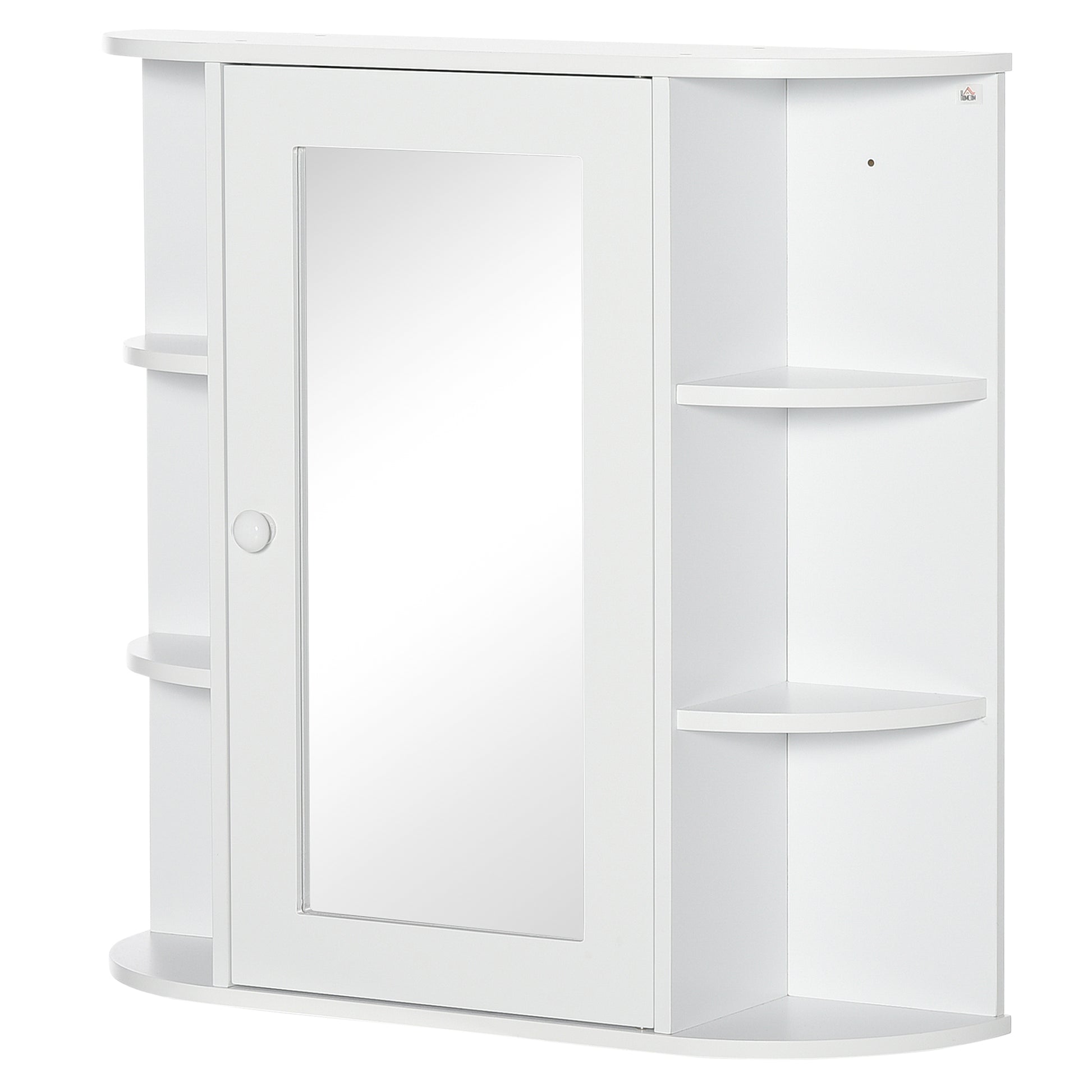 Bathroom Mirror Cabinet, Bathroom Cabinet with Mirror Door, Wall Cabinet with Open Shelves, White, 66 x 17 x 63 cm