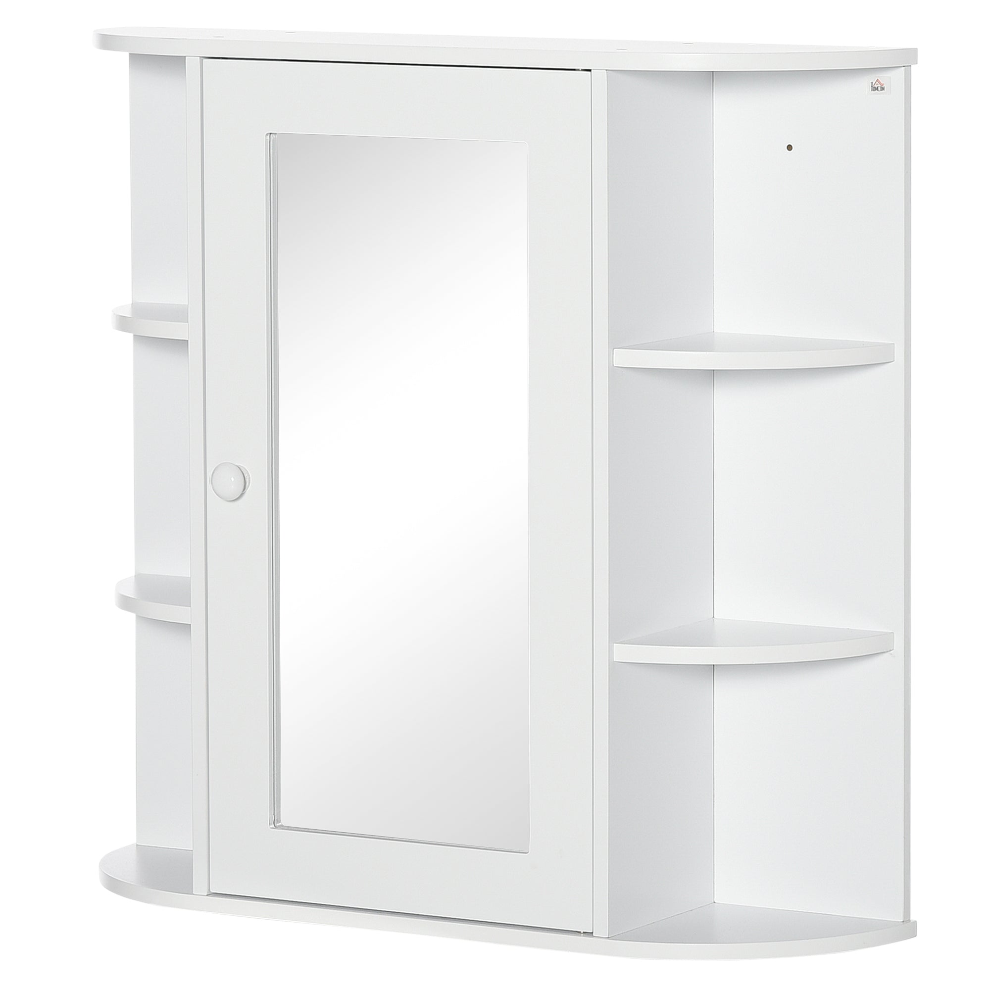 Bathroom Mirror Cabinet, Bathroom Cabinet with Mirror Door, Wall Cabinet with Open Shelves, White, 66 x 17 x 63 cm