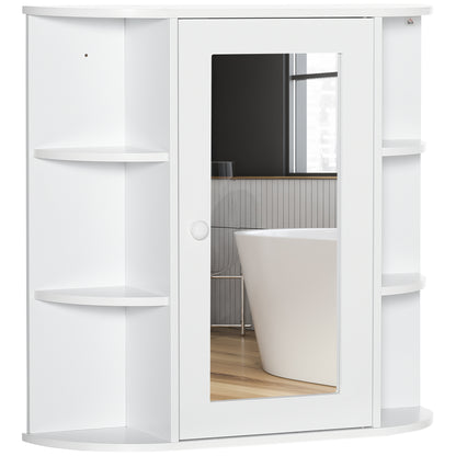Bathroom Mirror Cabinet, Bathroom Cabinet with Mirror Door, Wall Cabinet with Open Shelves, White, 66 x 17 x 63 cm