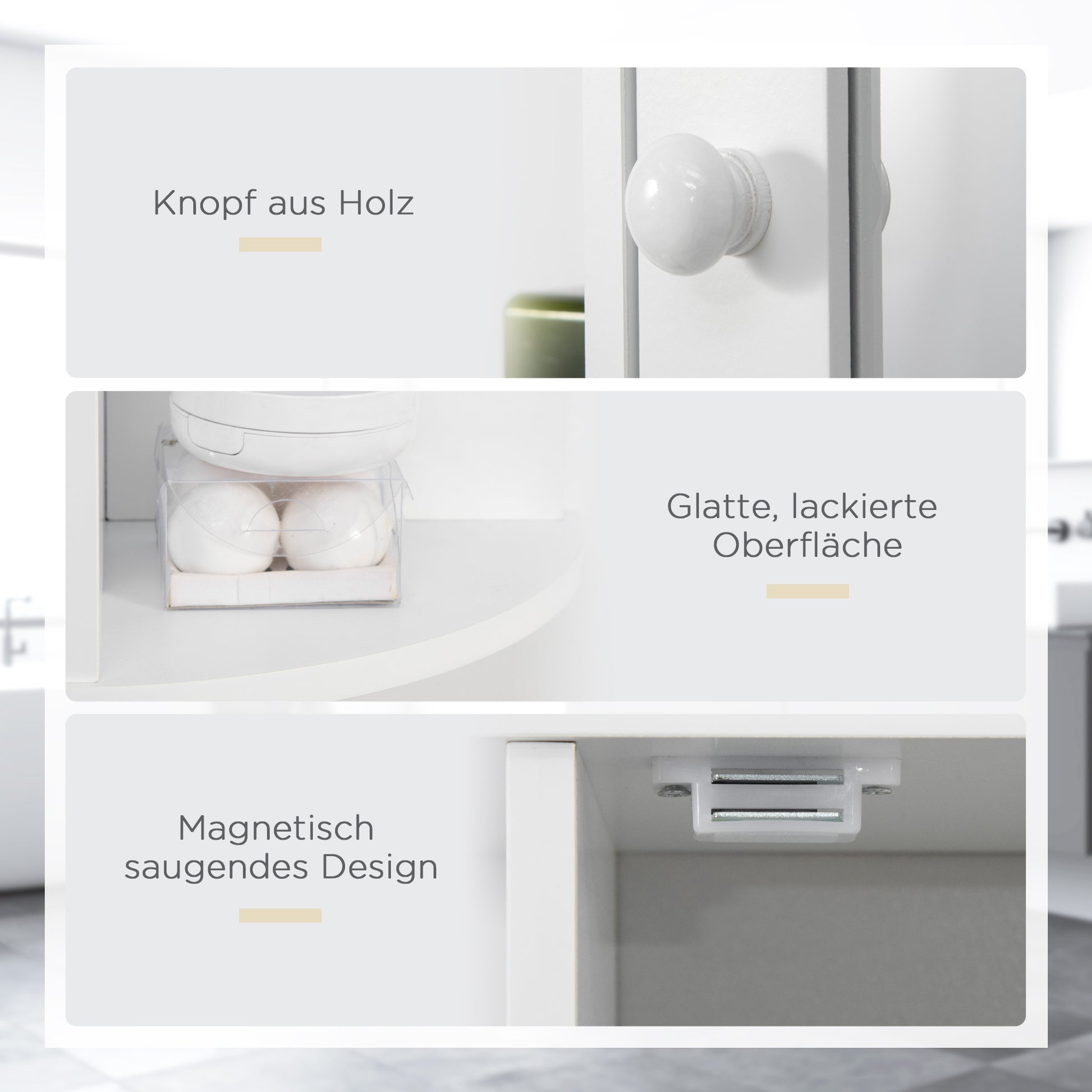 Bathroom Mirror Cabinet, Bathroom Cabinet with Mirror Door, Wall Cabinet with Open Shelves, White, 66 x 17 x 63 cm