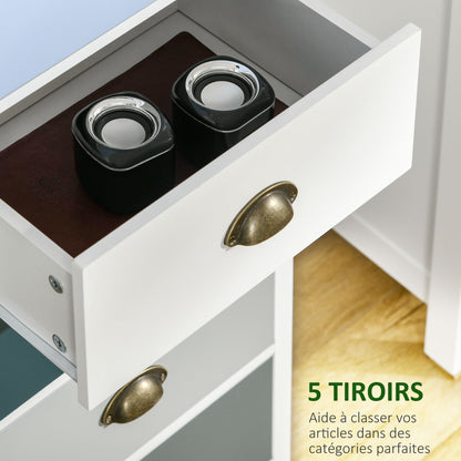 Multicolored 5-Drawer Chest of Drawers Storage Cabinet with Metal Shell Handle MDF - dim. 45L x 30W x 95.4H cm