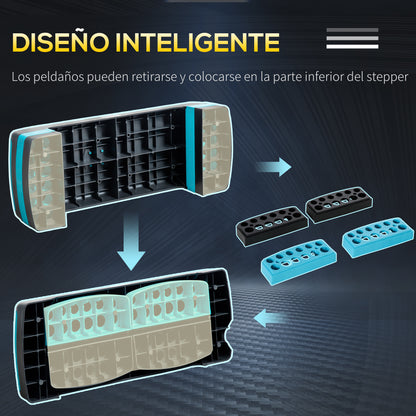 Aerobic Step Aerobic Platform Fitness Step Antislip Stepper with Adjustable Height of 10/15/20 cm Exercise Board at Home Gym Office Load 150 kg 78x28x20 cm Blue and Black