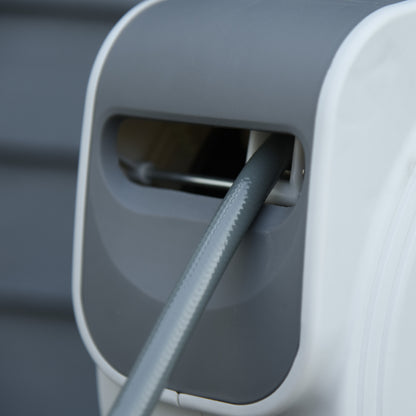 15m Automatic Retractable Compressed Air Hose Reel 1/4'' BSP Connector with 180° Rotatable Wall Mount Bracket Inner Diameter 3/8'' (9.5x15 mm) Gray