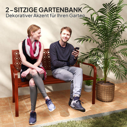 2-Seater Garden Bench, Weatherproof Bench, Garden Furniture with Back & Armrests, Park Bench 240kg Capacity, Balcony Bench for balcony Terrace, Garden, 127 x 63 x 85cm, Red