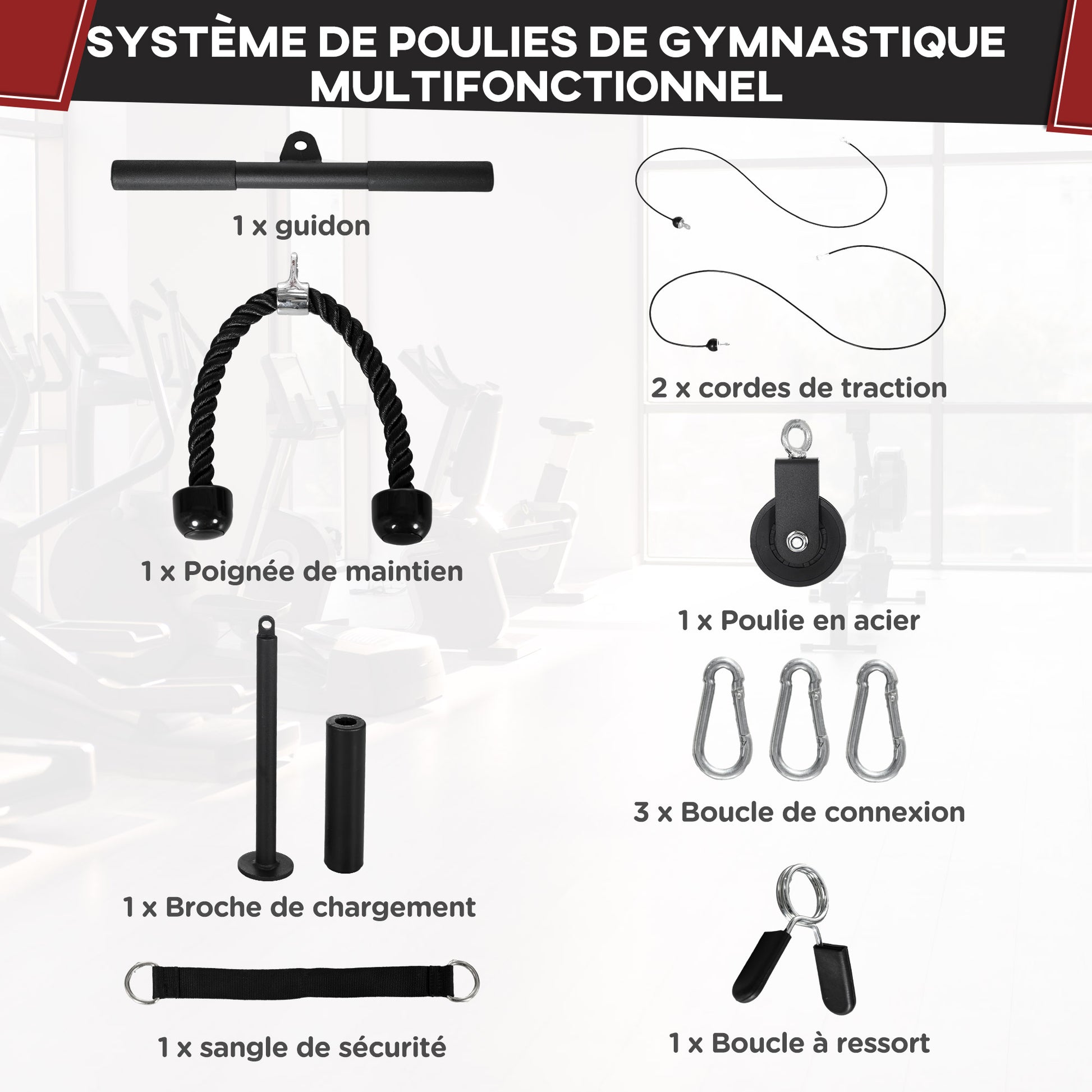 SPORTNOW Strength Training Pulley System - LAT Pull Down Tricep Pulley System for Biceps, Triceps, Shoulders, Back, Forearms