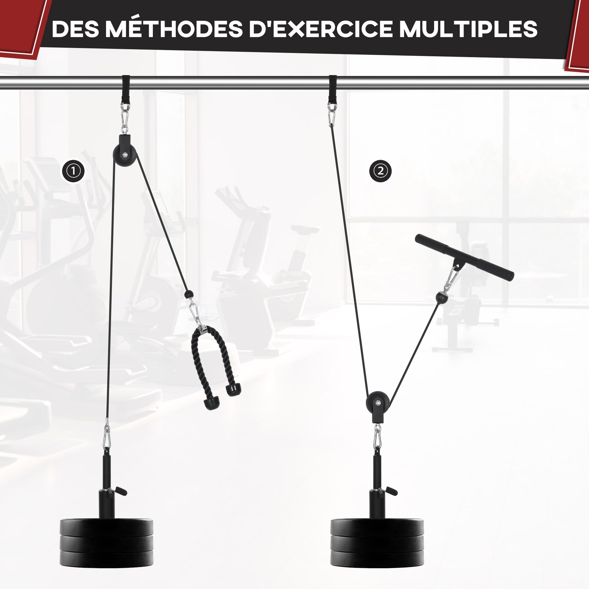 SPORTNOW Strength Training Pulley System - LAT Pull Down Tricep Pulley System for Biceps, Triceps, Shoulders, Back, Forearms