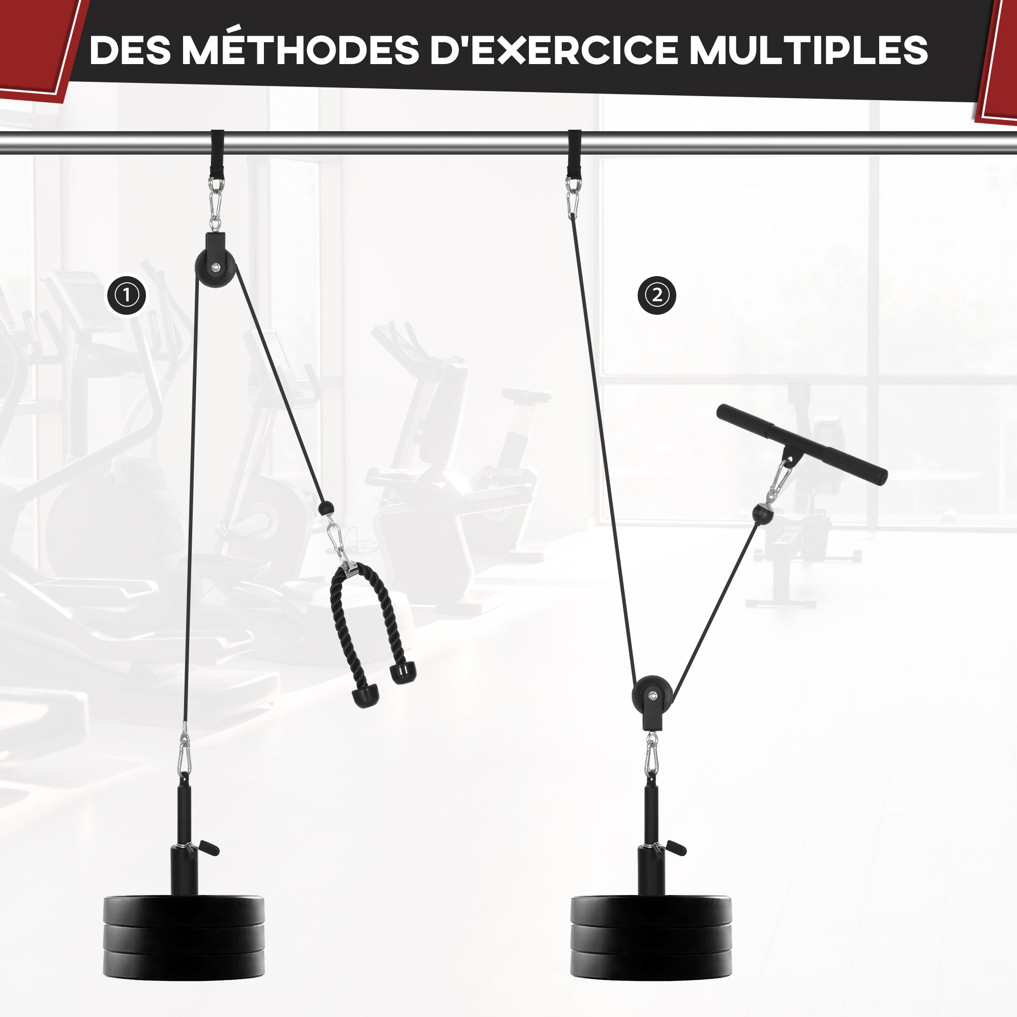 SPORTNOW Strength Training Pulley System - LAT Pull Down Tricep Pulley System for Biceps, Triceps, Shoulders, Back, Forearms