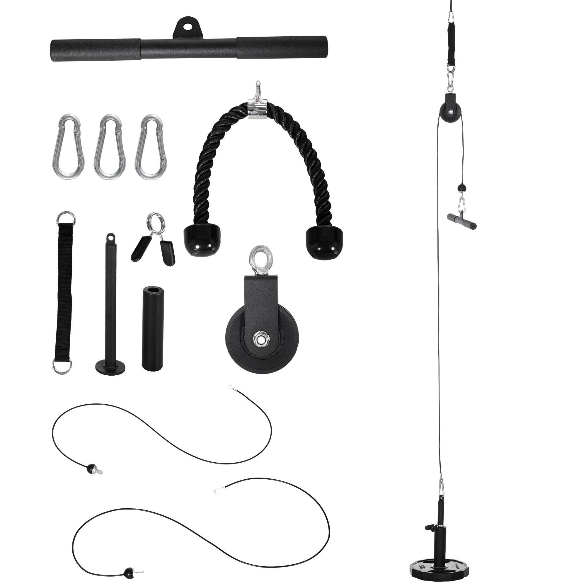 SPORTNOW Strength Training Pulley System - LAT Pull Down Tricep Pulley System for Biceps, Triceps, Shoulders, Back, Forearms