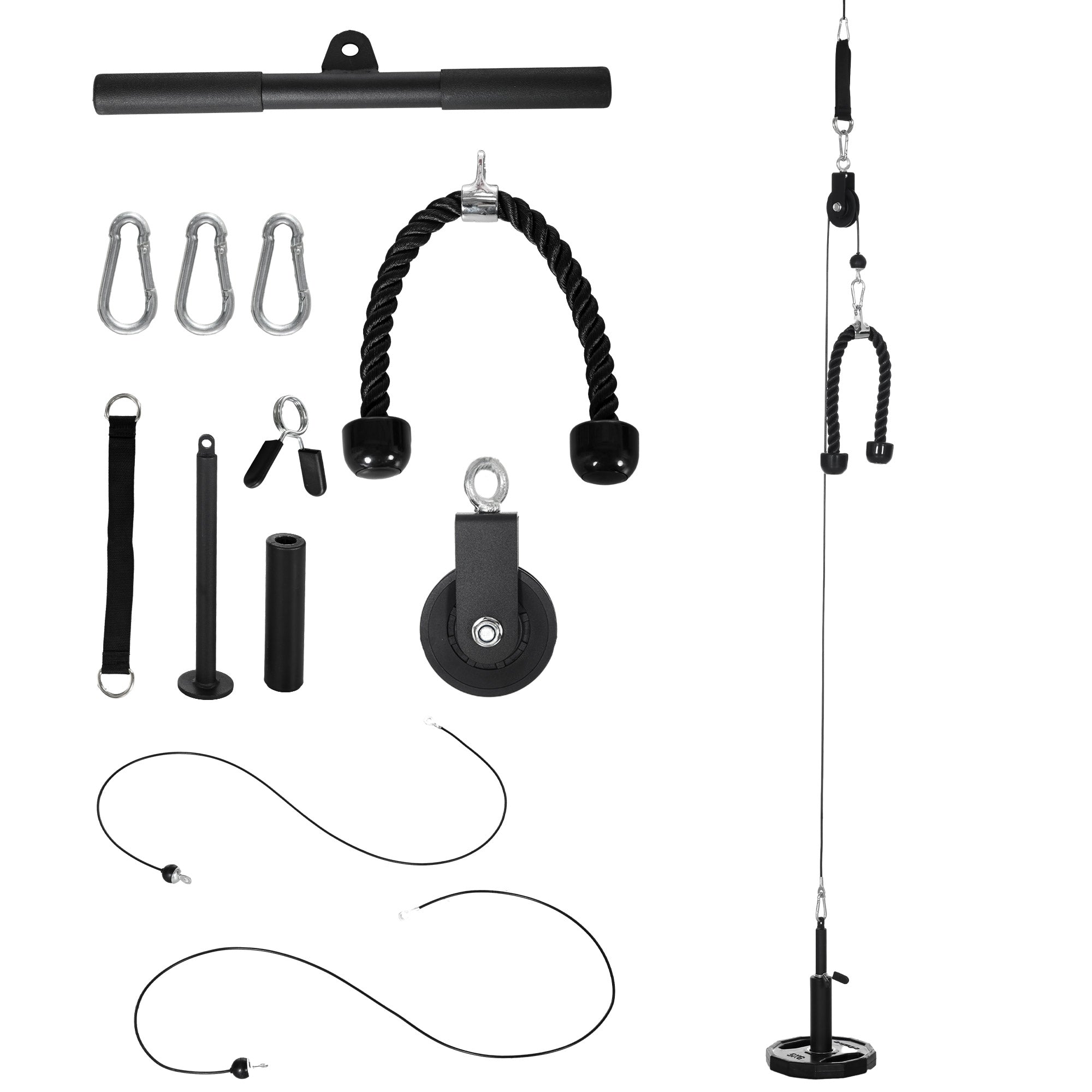 SPORTNOW Strength Training Pulley System - LAT Pull Down Tricep Pulley System for Biceps, Triceps, Shoulders, Back, Forearms