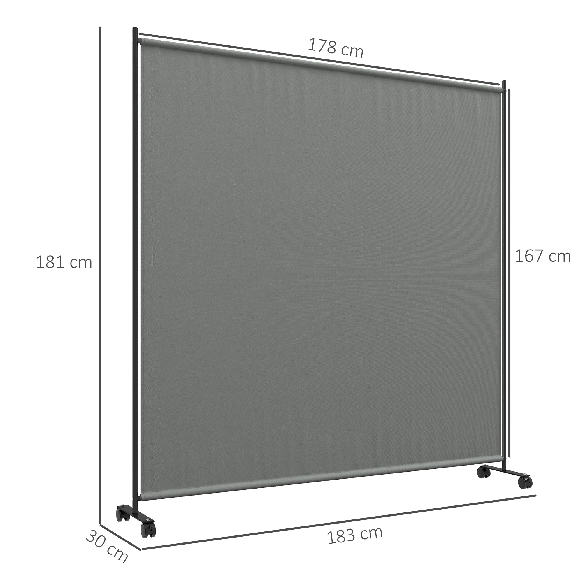 Outdoor Rolling Garden Privacy Panel Screen, Garden Privacy Screen, Opaque, Freestanding, for Garden, Terrace, Balcony, Jacuzzi, 183 x 30 x 181 cm, Dark Gray