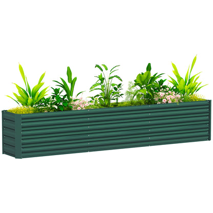 Square Raised Garden Bed, Galvanized Steel Elevated Planter Box with Support Bars and Corner Plates, Open Bottom, Elevated Garden Bed for Vegetable Plants, Flowers, 240 x 40 x 45 cm, Green