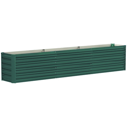 Square Raised Garden Bed, Galvanized Steel Elevated Planter Box with Support Bars and Corner Plates, Open Bottom, Elevated Garden Bed for Vegetable Plants, Flowers, 240 x 40 x 45 cm, Green