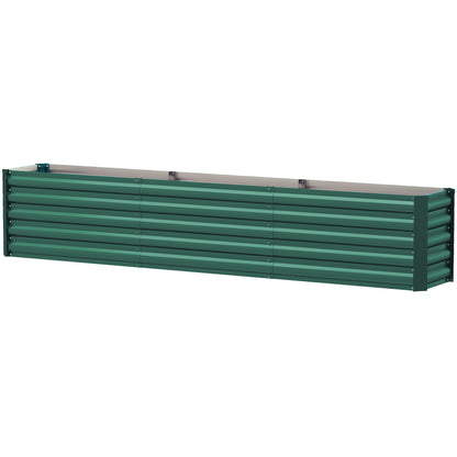 Square Raised Garden Bed, Galvanized Steel Elevated Planter Box with Support Bars and Corner Plates, Open Bottom, Elevated Garden Bed for Vegetable Plants, Flowers, 240 x 40 x 45 cm, Green
