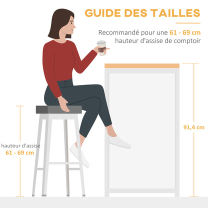 Bar Table with Storage Bistro Table Central Island Folding Side Tabletop and 3 Shelves - 120 x 76 x 91.4 cm Rustic Brown