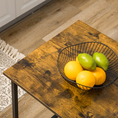 Bar Table with Storage Bistro Table Central Island Folding Side Tabletop and 3 Shelves - 120 x 76 x 91.4 cm Rustic Brown