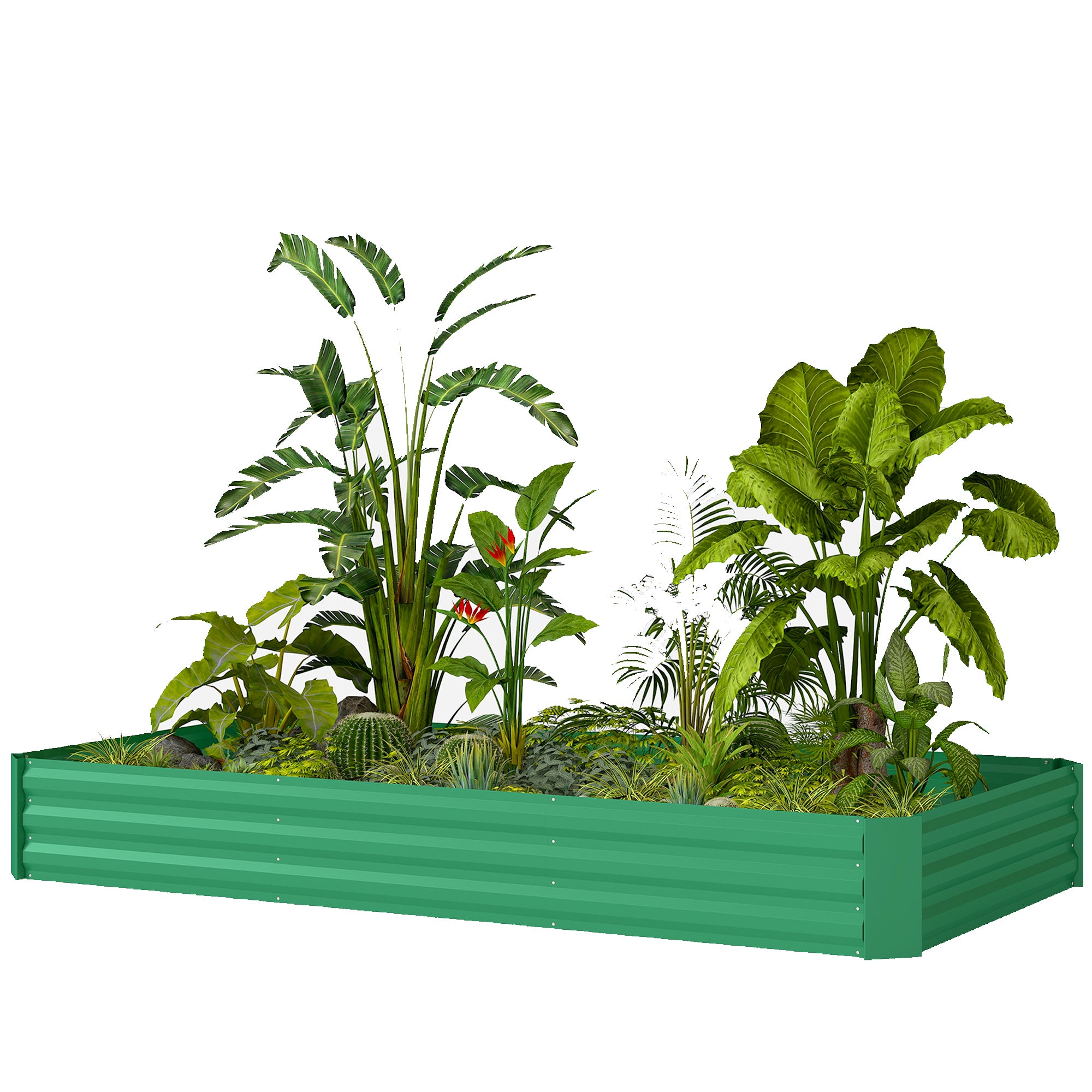 Outdoor Planter — Rectangular Raised Garden Bed with Safety Edge and Open Bottom for Flowers & Herbs, 94.5 x 47.2 x 11.8 in (240 x 120 x 30 cm), Green