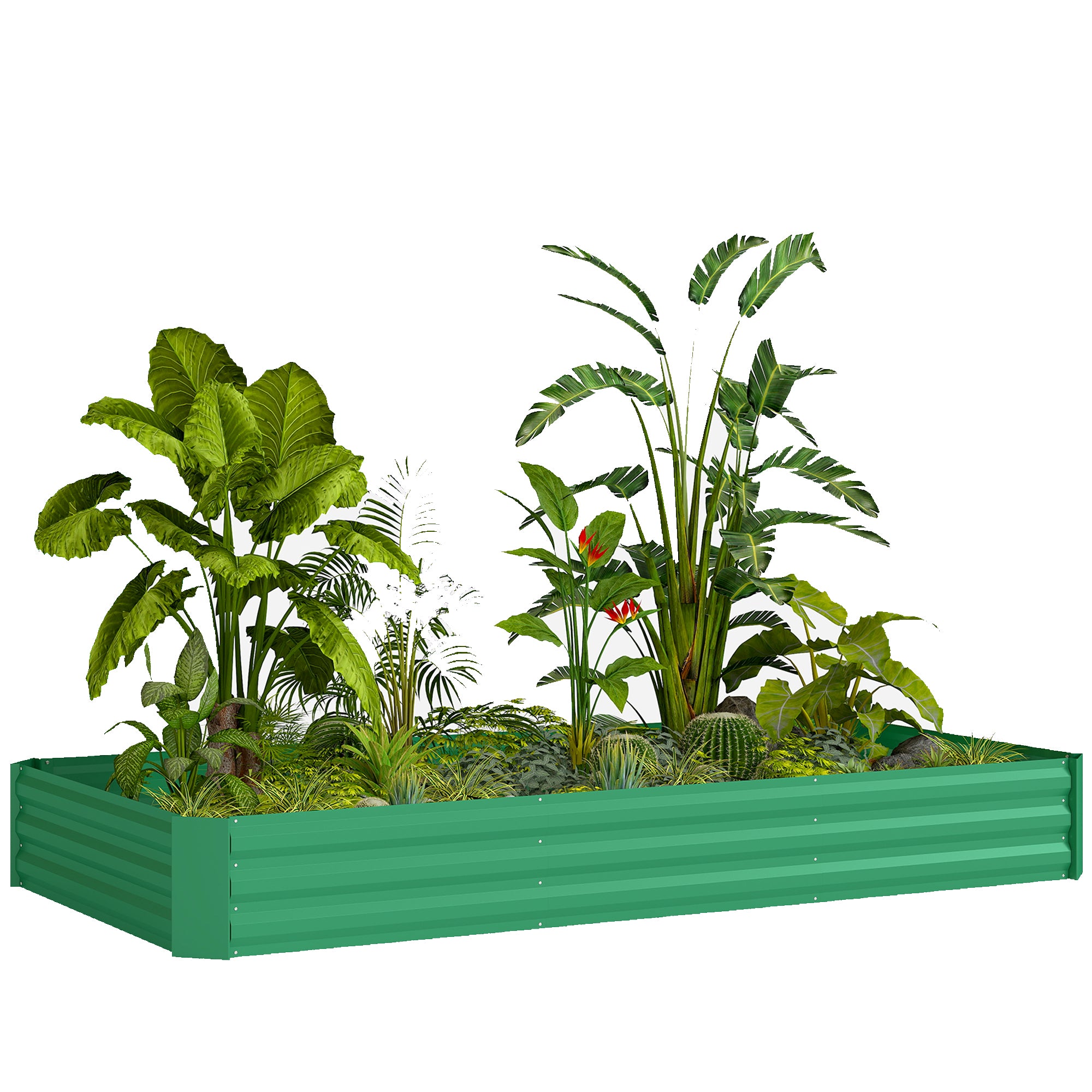 Outdoor Planter — Rectangular Raised Garden Bed with Safety Edge and Open Bottom for Flowers & Herbs, 94.5 x 47.2 x 11.8 in (240 x 120 x 30 cm), Green