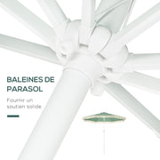 Garden Parasol Outdoor Tilt Fringed Umbrella with Crank 8 Ribs Ø 2.65 x 2.45m Green