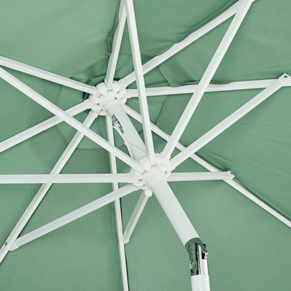Garden Parasol Outdoor Tilt Fringed Umbrella with Crank 8 Ribs Ø 2.65 x 2.45m Green