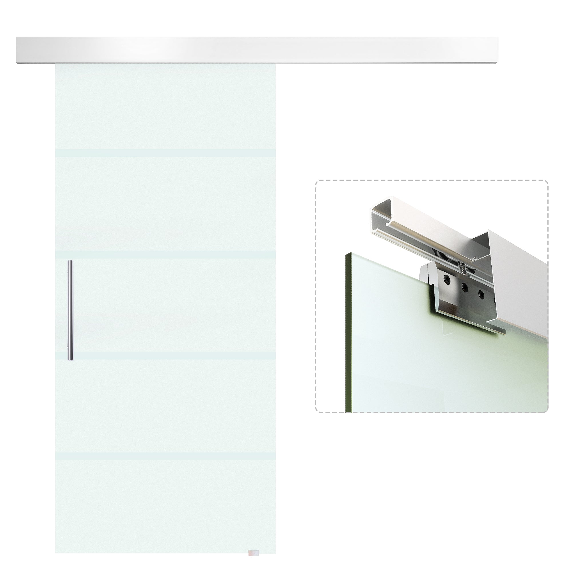 Glass Sliding Door Room Door with Handle Bar One-Sided Satin Finish 90 x 205 cm