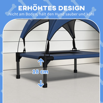 Elevated Dog Bed with Canopy, Pet Bed, Outdoor Dog Lounger with Roof, Breathable, for Small and Mini Dogs Dark Blue Oxford 61 x 46 x 63 cm
