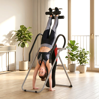 SPORTNOW Foldable Steel Inversion Table, 0–90° Adjustable, Adjustable Ankle Lock, Safety Strap, Non-Slip Feet, 265 lb (120 kg) Capacity