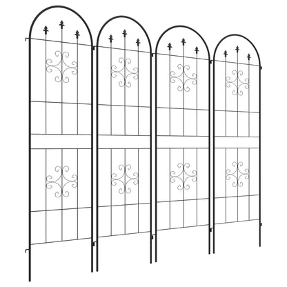 Set of 4 Garden Trellis, Plant Support Frame in Steel, 50 x 180 cm, Black